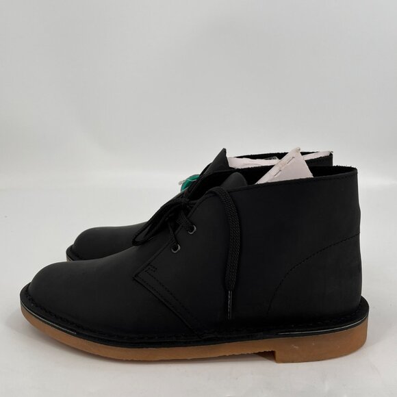 Clarks Bushacre 3 Chukka Boots Size 8.5M Black Leather Lace-Up Casual Shoes main image 4